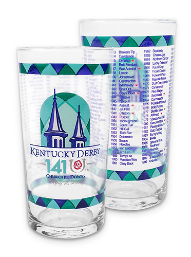 6 KENTUCKY DERBY 141 GLASS NEW OUT OF BOX READY FOR XMAS QTY 