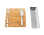 Equestrian Bamboo Cheese Server with Knife and Cracker Tray