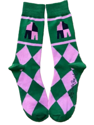 060905 Men's Derby Socks in Pink and Green