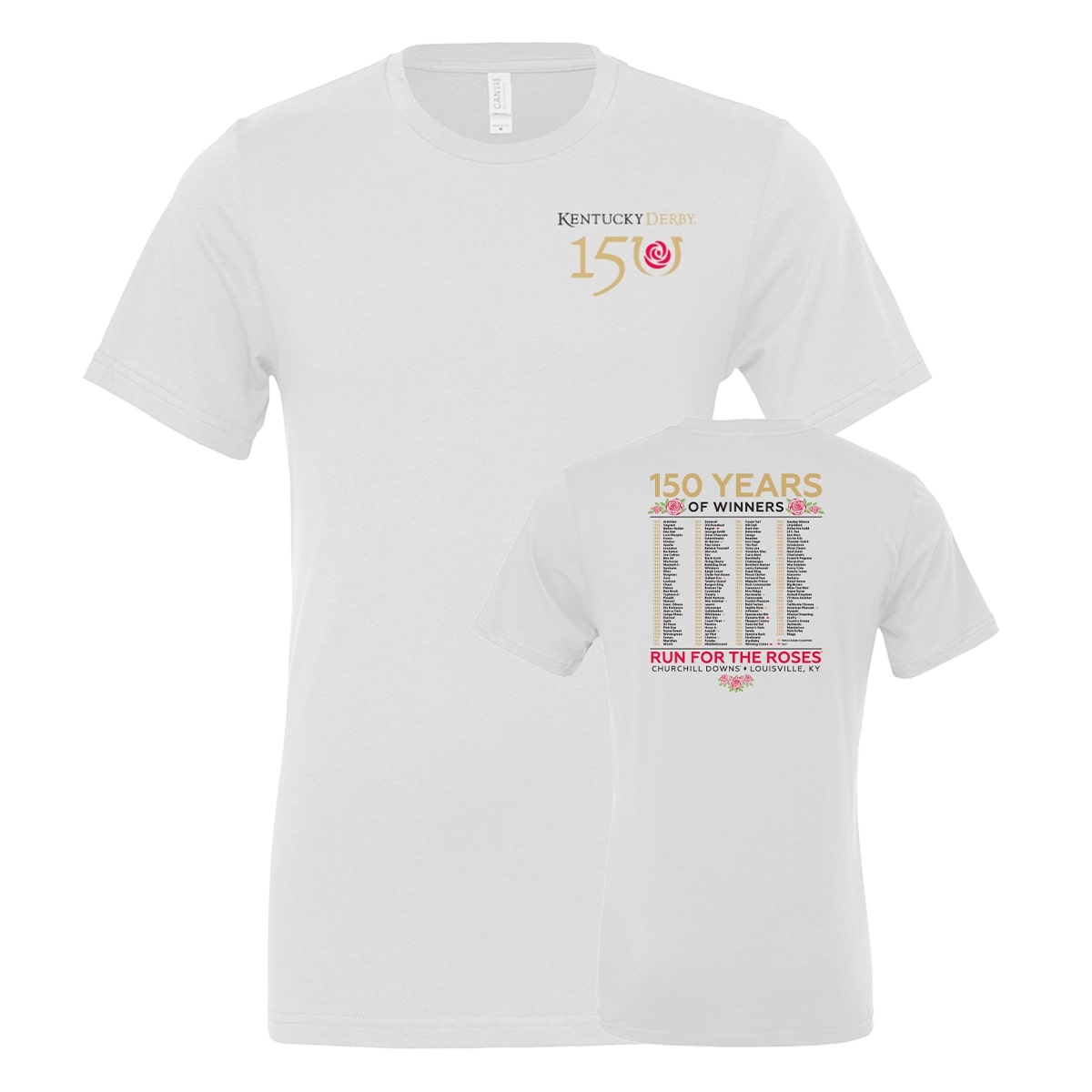 Kentucky Derby 150 Event Logo Winner's T-Shirt - White (Front and Back ...